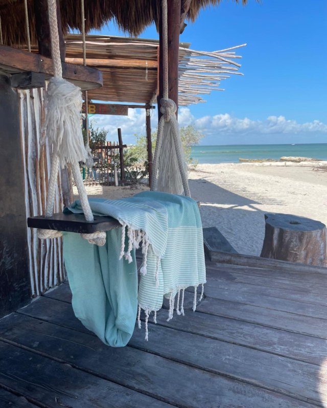 Asciugamano Hammam Fouta Waffle Stripes - Menta - 100x200cm