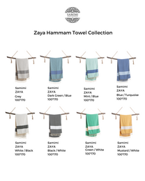 Asciugamano Spa Hammam in cotone ZAYA – Senza sabbia – Bianco / Nero - 180x100 cm
