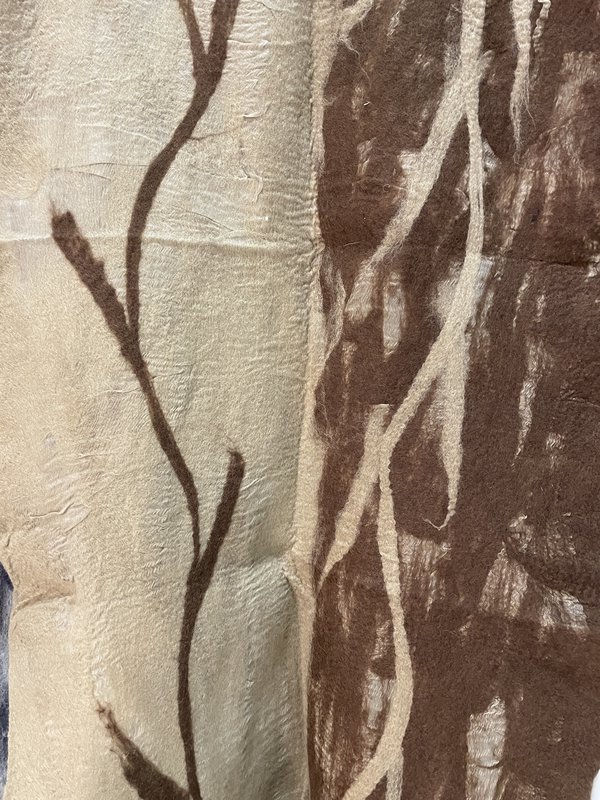 Scarf | Silk | Mernino wool | beige-brown | Handmade | Fair Trade | Nepal