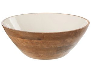 J-Line bowl Kos - wood - brown/white