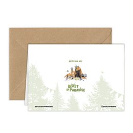 Felice giorno dell'"Orso", biglietto di compleanno, biglietto di auguri, uccelli