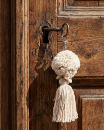 De Pompom-sleutelhanger - Wit