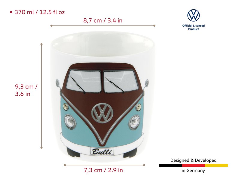 Volkswagen VW T1 Bus Kaffekrus 370ml i gaveæske - Front/Benzin & Brun