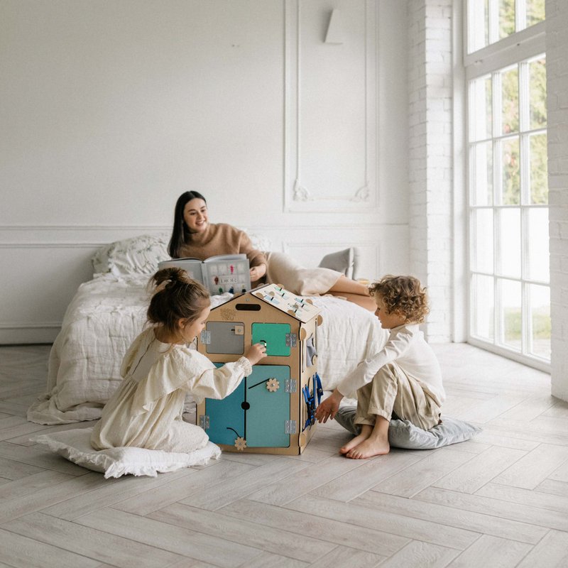 Set - BusyBoard maison natura/menthe et cube créatif