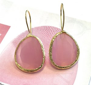 Oorbellen grote cateye stone roze