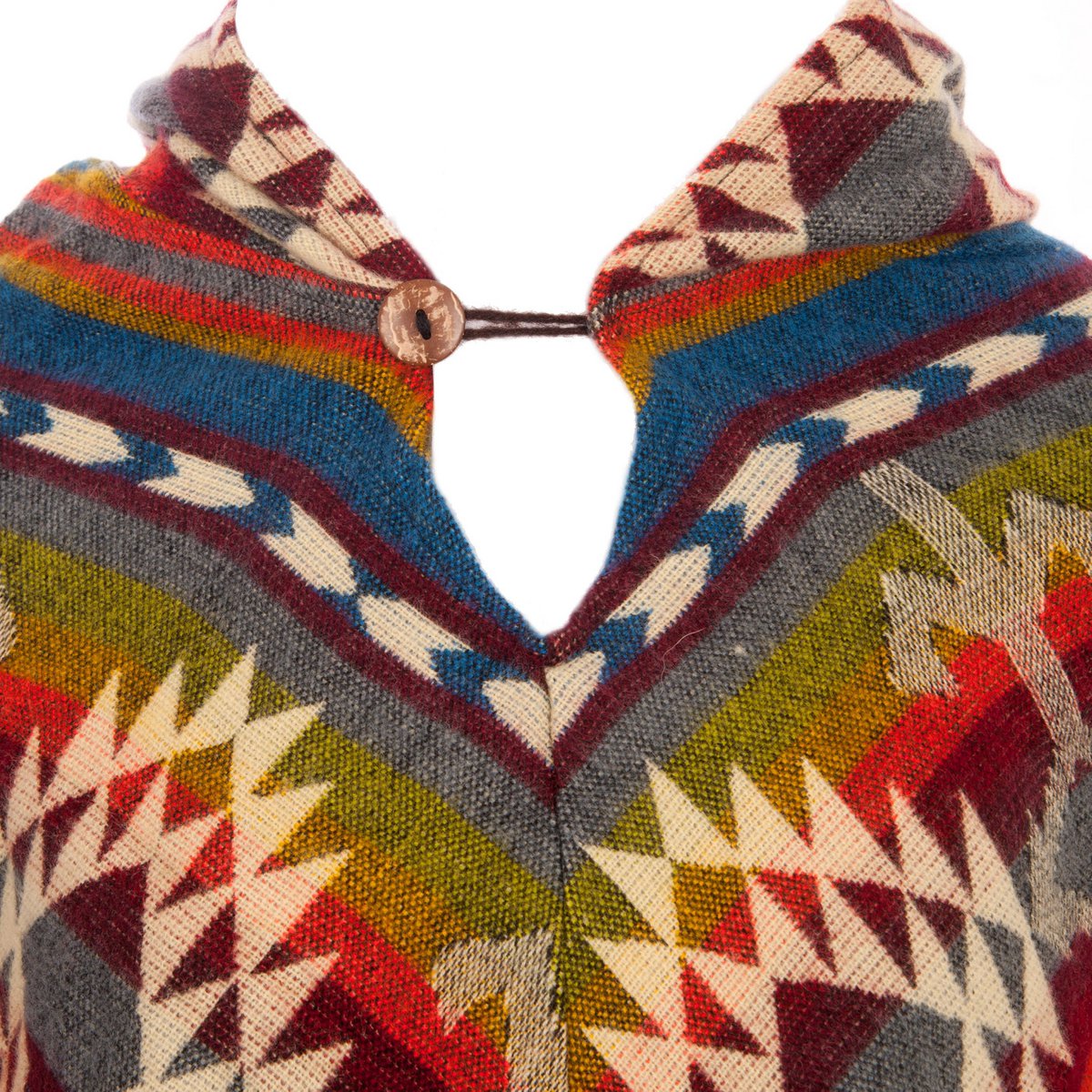 Mujer Poncho Nativo | Triángulo Diseño Azul