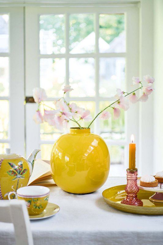 Vase Metal Yellow 23cm