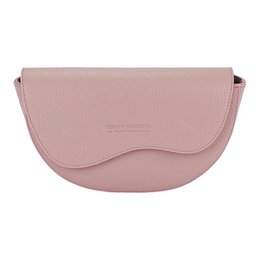 RB1027AZ | Women's rounded crossbody bag in genuine leather Made in Italy. Removable and adjustable leather shoulder strap. Polished Nickel Accessories - Antique Pink Color - Dimensions: 25 x 15 x 9 cm