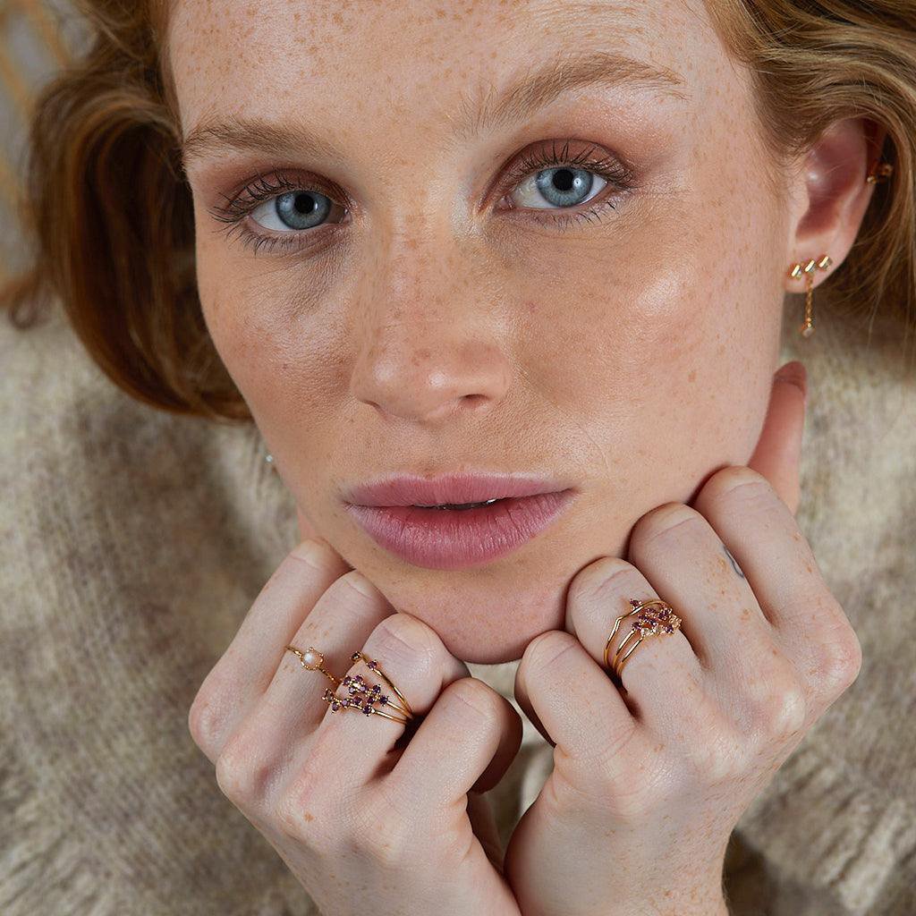 Gold plated nude moonstone ring