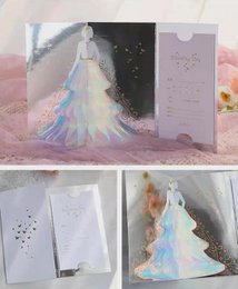 Carte de mariage 3d - Dame étincelante avec design de robe de mariée