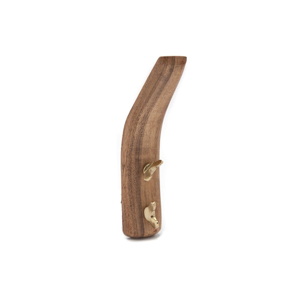 Coat Hook wood and brass, Brut Homeware