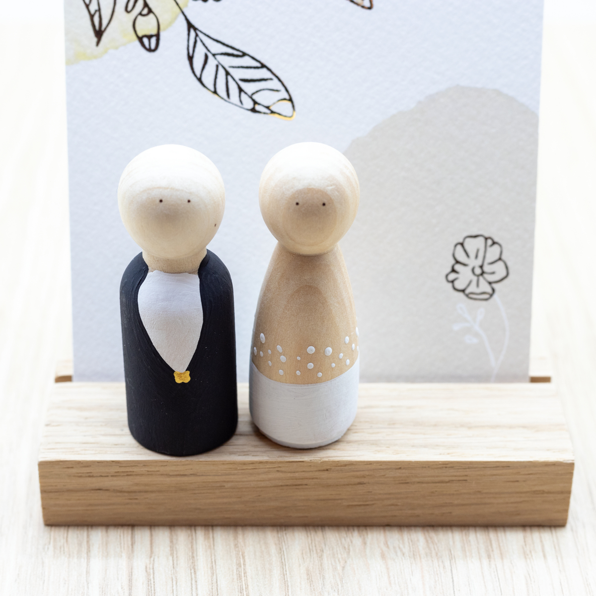 Giftset Pegdoll L Love Bride Groom - Tuurelur Wooden Doll Showcase Wedding Marriage Wedding