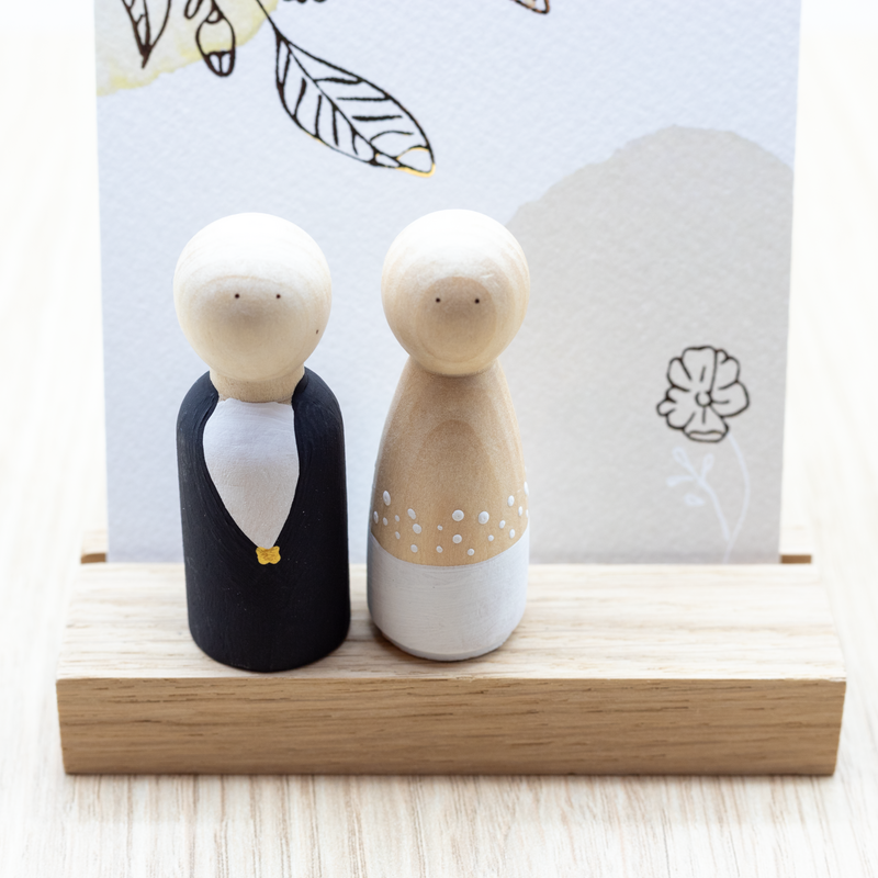 Giftset Pegdoll L Love Bride Groom - Tuurelur Wooden Doll Showcase Wedding Marriage Wedding