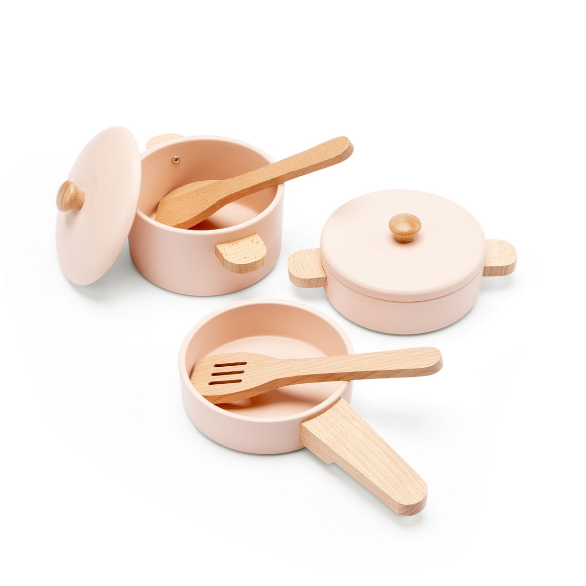 Wooden Pan Set Pink - 7-piece