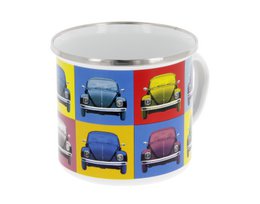 Volkswagen VW Käfer Emaille Becher 500 ml in Geschenkbox - Mehrfarbig