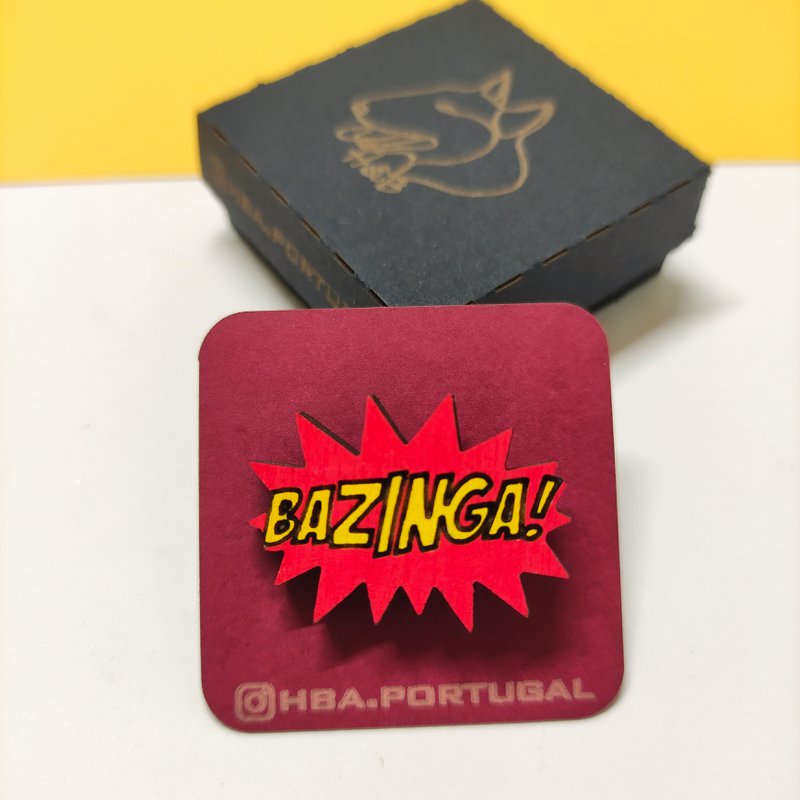 Bazinga! Wooden Pin, Geek Gift, Big Bang Theory Fan, Nerd Accessories, Sheldon Cooper Lapel Pin
