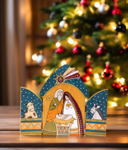 Hand-painted wooden Nativity Play House