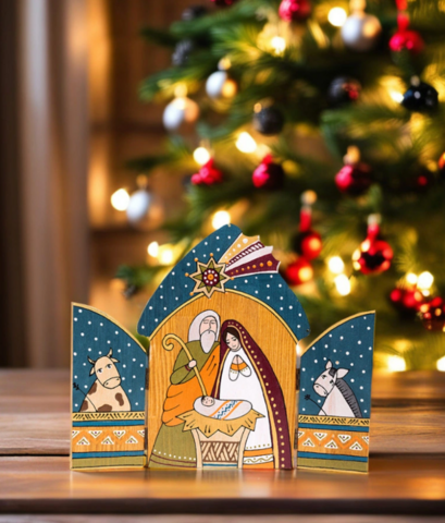 Hand-painted wooden Nativity Play House