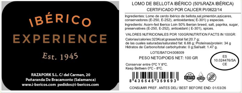 Fellota Lomo 50% iberisk race 1,2-1,5 kg