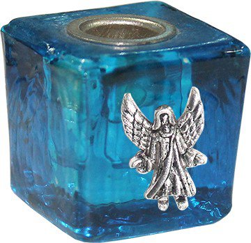 Glass Cube Mini Candle Holder- Turquoise-Melchizedech