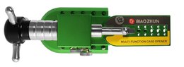 Multifunctional tool: case opener, strap shortener and tube presser, stainless steel, green
