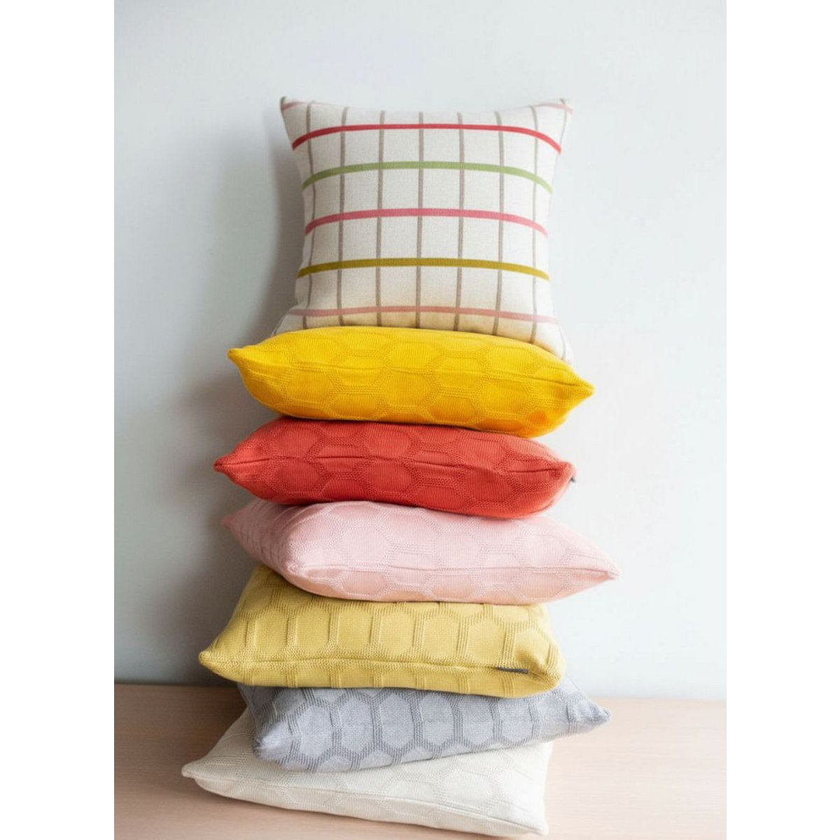 Mina Pillow-Cover Red, Soft Jacquard Knitted Cotton