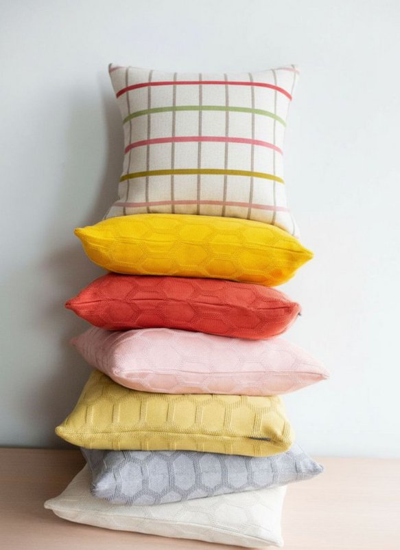 Mina Pillow-Cover Red, Soft Jacquard Knitted Cotton