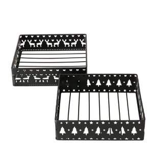 Napkin holder black metal with Christmas decor