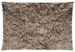 Crushed velvet taupe cushion cover with a textured, crumpled appearance.