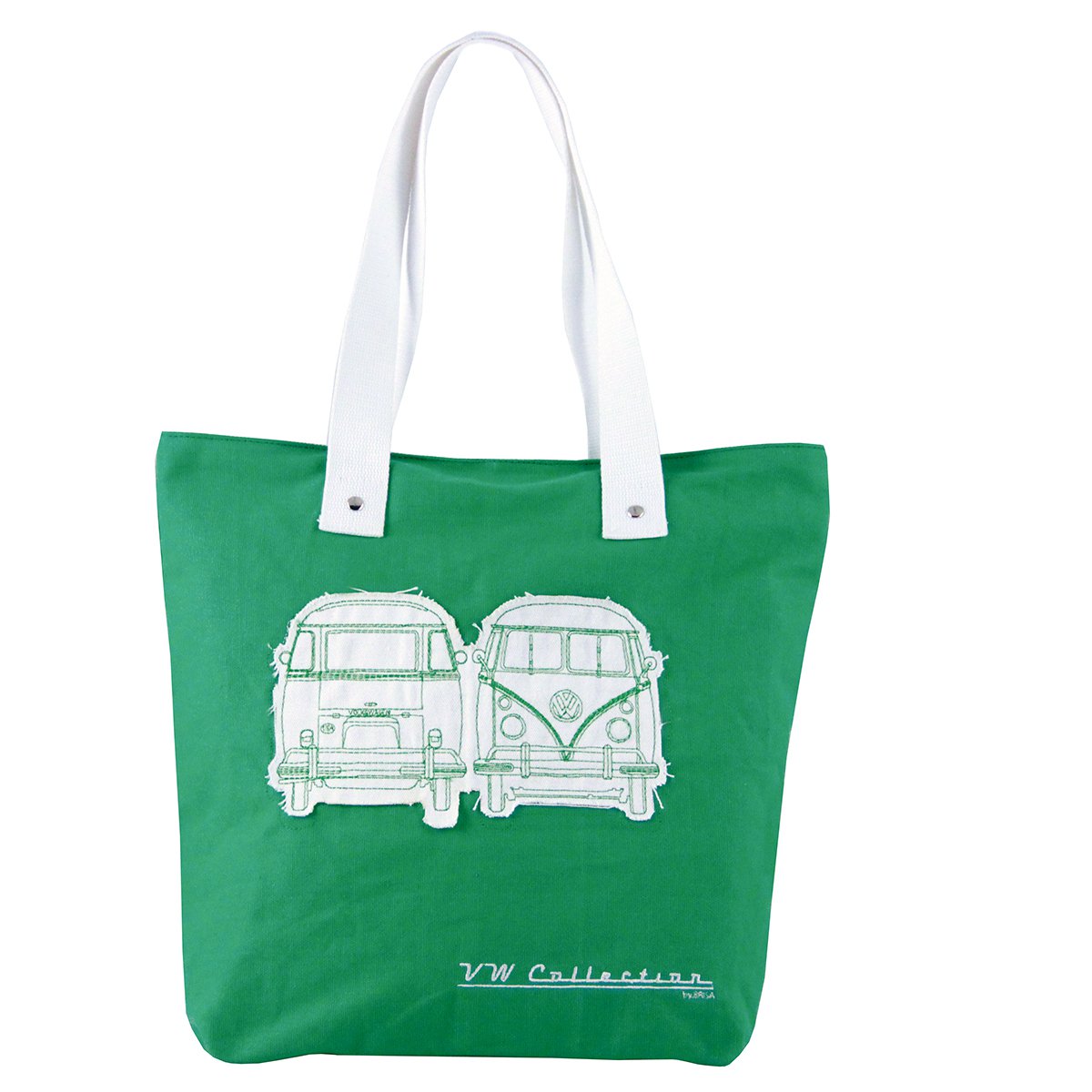 Volkswagen VW T1 Bus Canvas Shopper Bag - Silhouette/Grøn