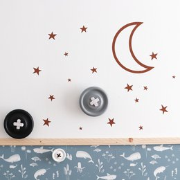 Wallsticker åben måne med vilde stjerner
