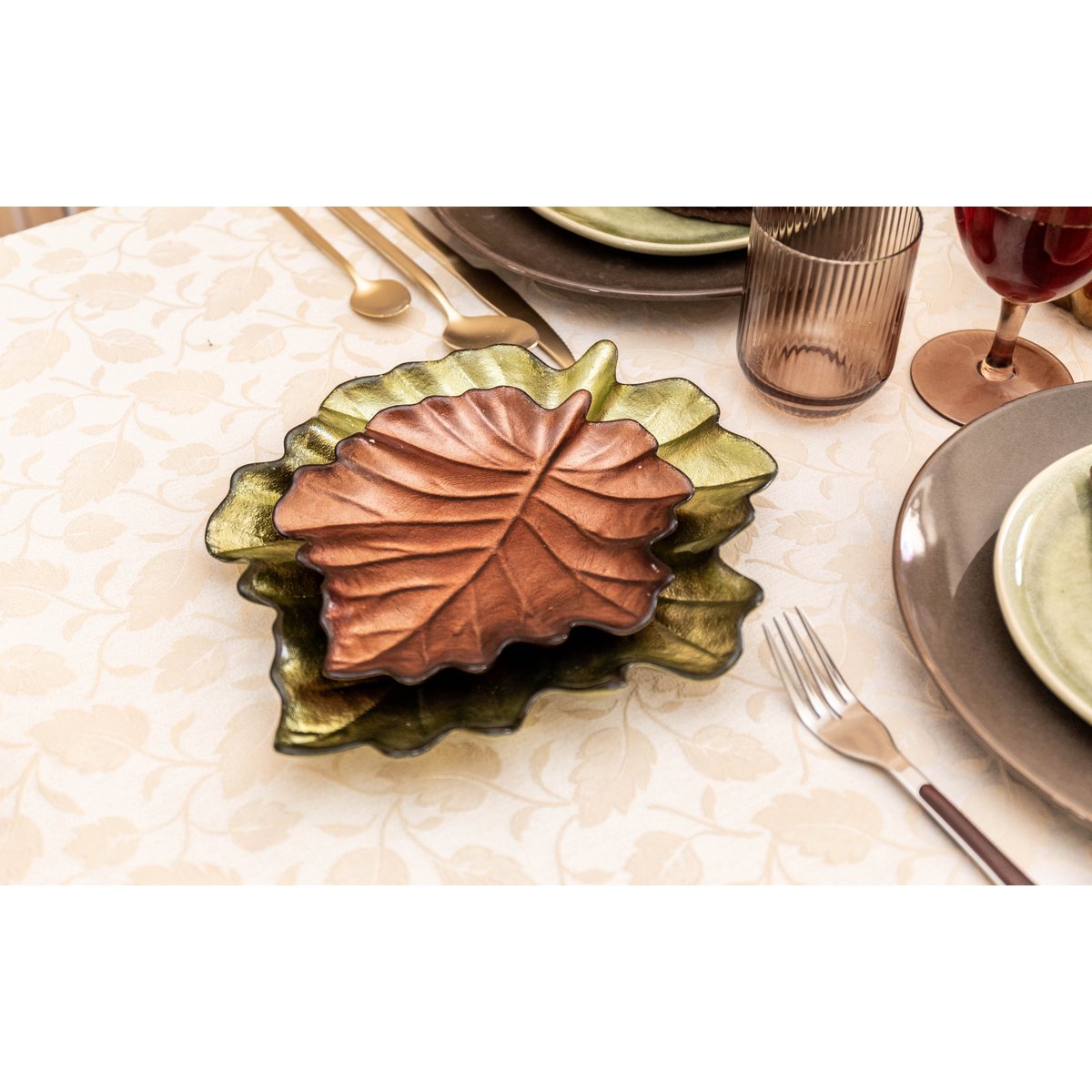 BROWN LEAF CUP 21X22X3CM