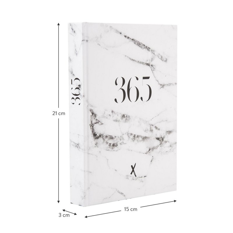 Notesbog "365", A5, hvid marmor