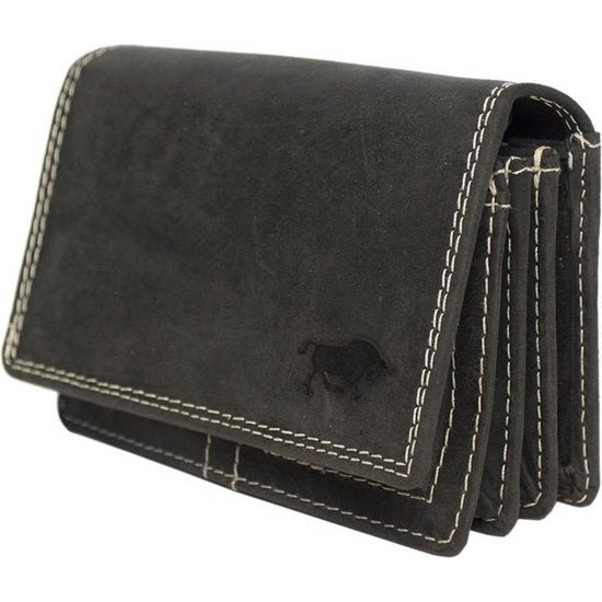 Billetera de damas de cuero vintage compacta Rfid negro - billetera de damas elegante y práctica con protección RFID, diseño compacto.