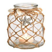 Lantern maritime decor made of transparent glass (W/H/D) 14x16x14cm