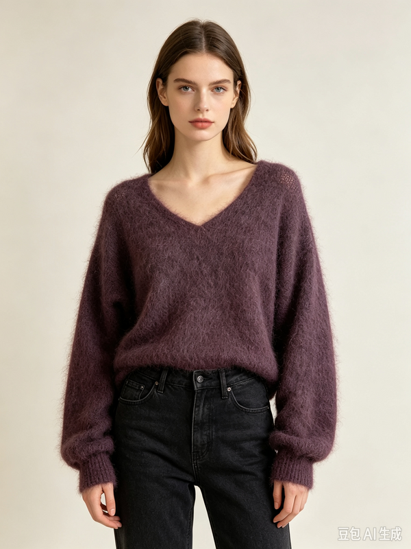 Mohair trui met V-hals REF. 7714