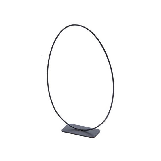 Metal ring egg-shaped, standing with foot, 24x35cm, black
