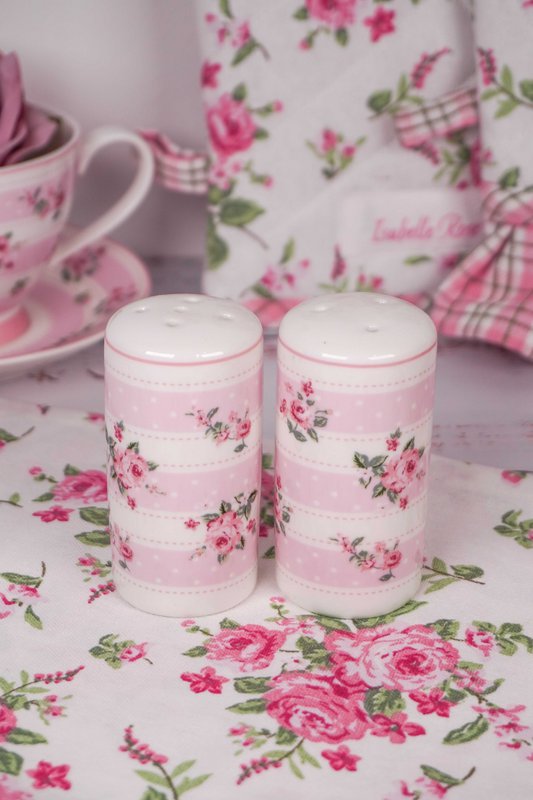 Porcelænssalt- og peberholdere Bella striber Isabelle Rose