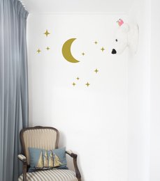 Wallsticker måne med blinkende stjerner