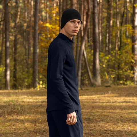 Herren-Oberteil Merino 250 mit Reißverschluss, 250 g/m², Dunkelblau