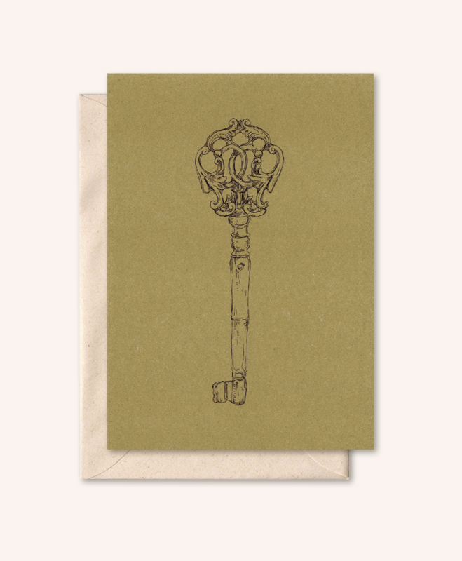 Duurzame kaart + envelop | Sleutel | Karton