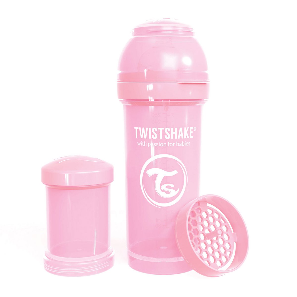 Bottle of anti-colic 260ml pastel pink