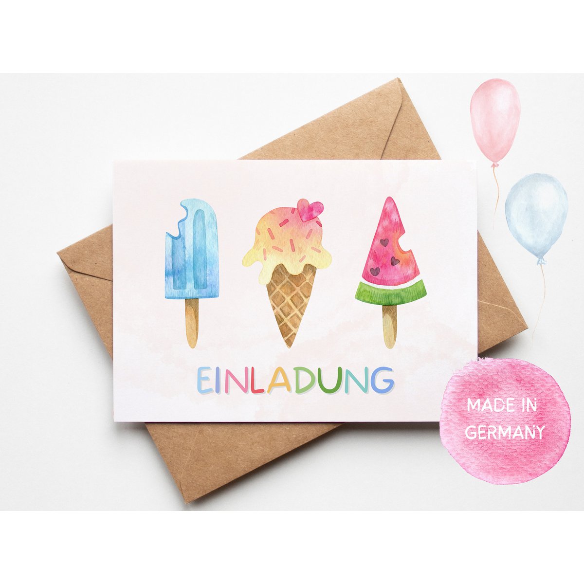 Tarjetas de invitación para fiesta de cumpleaños de helado para niñas y niños, tarjetas de invitación de helado para que los niños llenen con sobres para fiesta de cumpleaños de helado