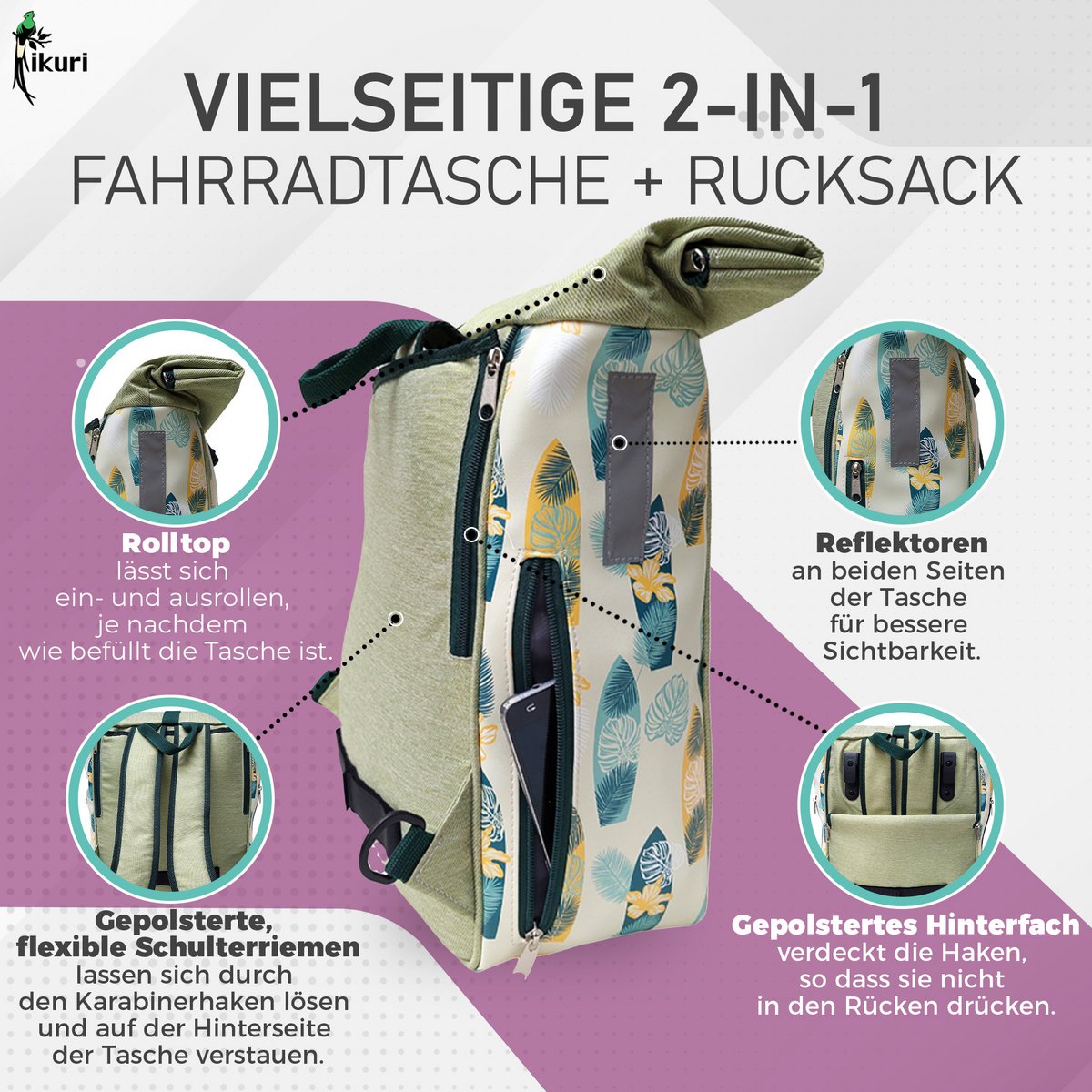 Bolsa de bicicleta Kombi / Pastel de equipaje de mochila - Surf