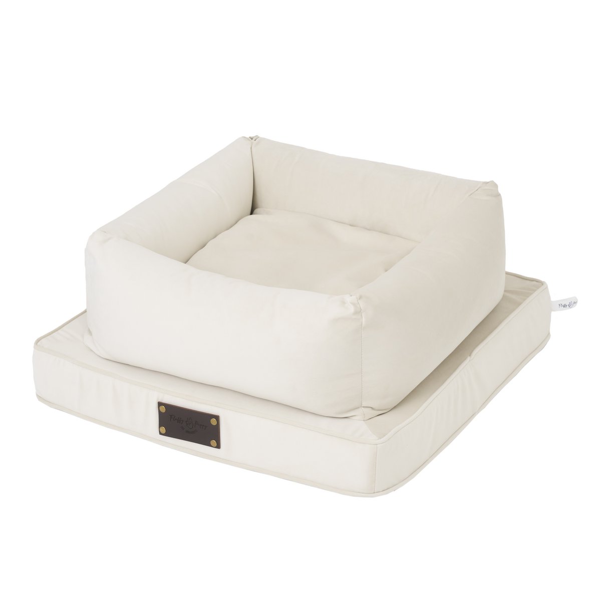 "Nero" Lair for en hund og en kat fra det fluffy hvalpemærke, lys fløde, velourmateriale, håndlavet!