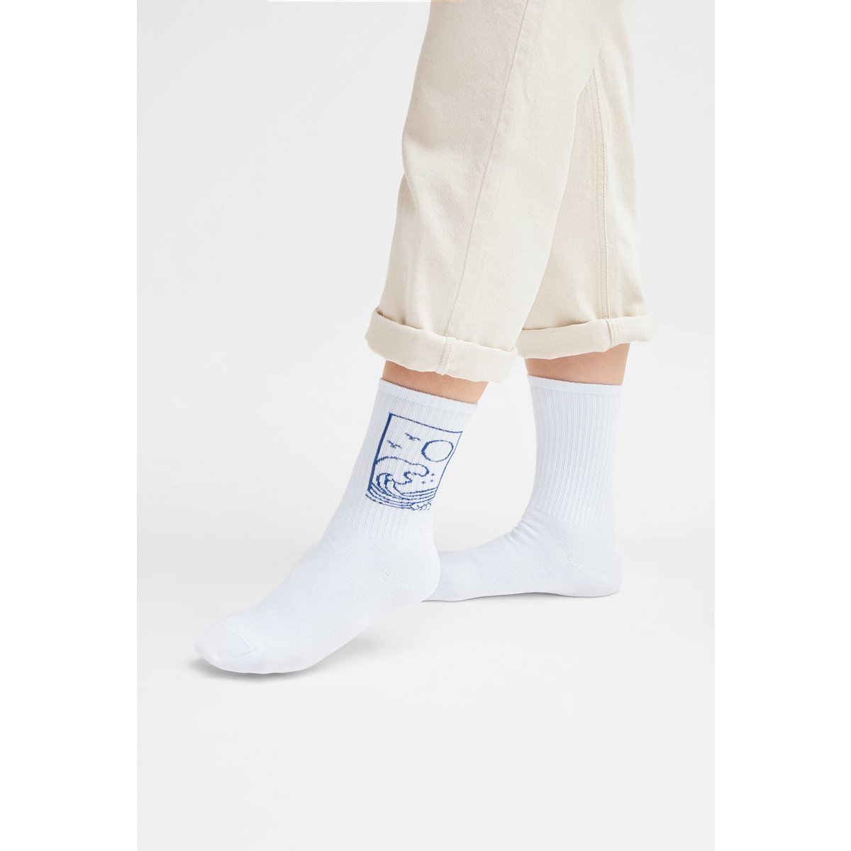Organic Ocean Socks - White tennis socks with an ocean motif