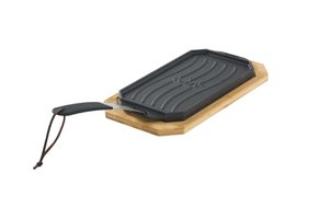 Cozze - Pan Gietijzer Dubbelzijdig Gebruik met Beukenhout Serveerplank 16,5 cm - Zwart