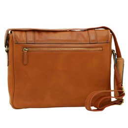 Soft Calfskin Leather Messenger Bag - Chestnut