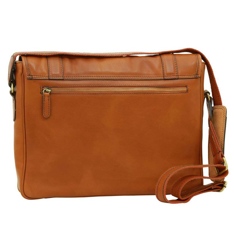 Soft Calfskin Leather Messenger Bag - Chestnut