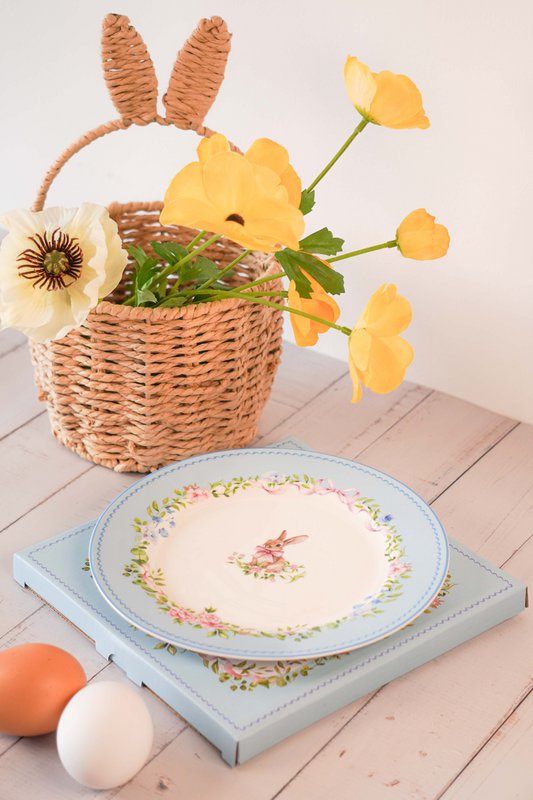 Plato de postre Easter Joy Bunny azul 19 cm Isabelle Rose